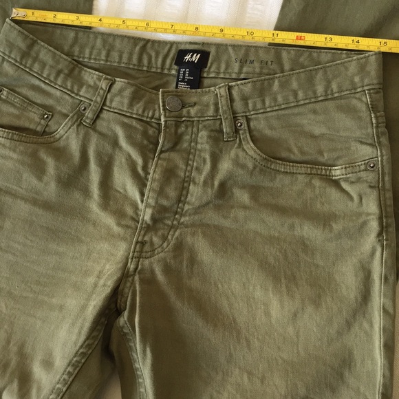 H&M Olive  Green Slim Leg Pants Distressed/Imperfect - Picture 6 of 10